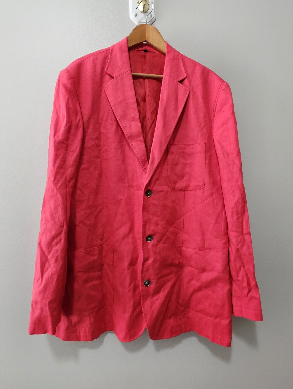 Men's Coral Red Linen Suit